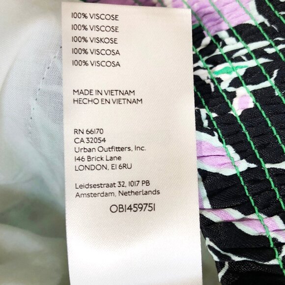 ANTHRO Maeve The Saria Smocked Tropical Floral Wide-Leg Pants Lavender/Green M - Picture 13 of 14